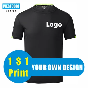 De Secado rápido, de Cuello Redondo Camiseta de Poliéster de encargo del Deporte T-Shirt Bordado de Logotipo Impreso Personalizado en el Diseño WESTCOOL