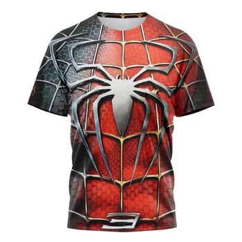 2022 Marvel Spiderman 3D Impreso Camiseta Casual de Moda de Ropa de los Hombres de Manga Corta Fresco Superior de la Camiseta