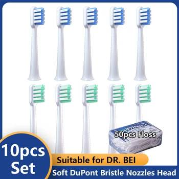 10pcs la Cabeza de Cepillo de Limpieza para el DR. BEI C1 Cuidado Bucal de los Dientes Cepillo de dientes Acción Cepillo de Cabezas Eléctricas del Reemplazo de DuPont Cepillo de Dientes Cabezas