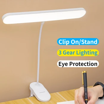 USB Recargable lámpara de Mesa, Lámpara de Clip LED Lámpara de Escritorio Leyendo un Libro a la Luz de Noche para el Dormitorio de 3 modos de Regulación de los Ojos Protección para el Estudiante