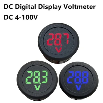 DC 4-100V AC 50-500V Digital LED Redondo de Dos hilos Voltímetro DC Digital de Coche Voltaje de Corriente Medidor de Voltios Detector Tester Monitor de Panel
