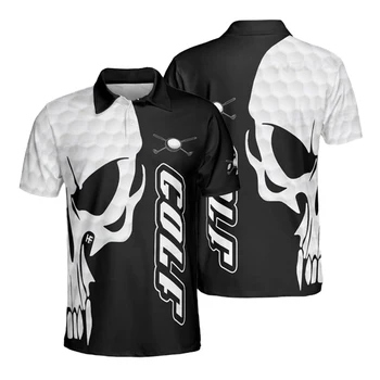 2023 Hombres Esqueleto de Golf de la Camisa de Polo de secado Rápido Transpirable camisetas Resistente a las Arrugas de Absorción de Humedad de Manga Corta Ropa Deportiva