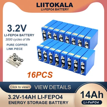 16pcs LiitoKala 3.2 V 14Ah LiFePO4 batería de fosfato de 14000mAh para 4s 12V 24V de la Motocicleta de motor de Coche baterías libres de impuestos