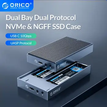 ORICO LSDT Doble de la Bahía de Protocolo Dual M2 SSD de Apoyo en Casos de M. 2 NVME NGFF SSD SATA de Disco Para el M & B+M SSD W/ 5V4A Adaptador de corriente