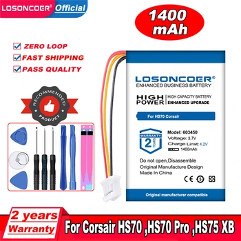LOSONCOER 1400mAh Lipo Batería de Polímero De Corsair HS70, HS75 XB , RDA0031 RDA0034 Corsair HS70 Pro Wireless Gaming Headset